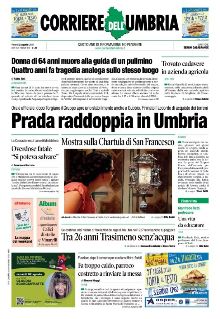 Prima-pagina-corriere umbria-del-2024-08-02